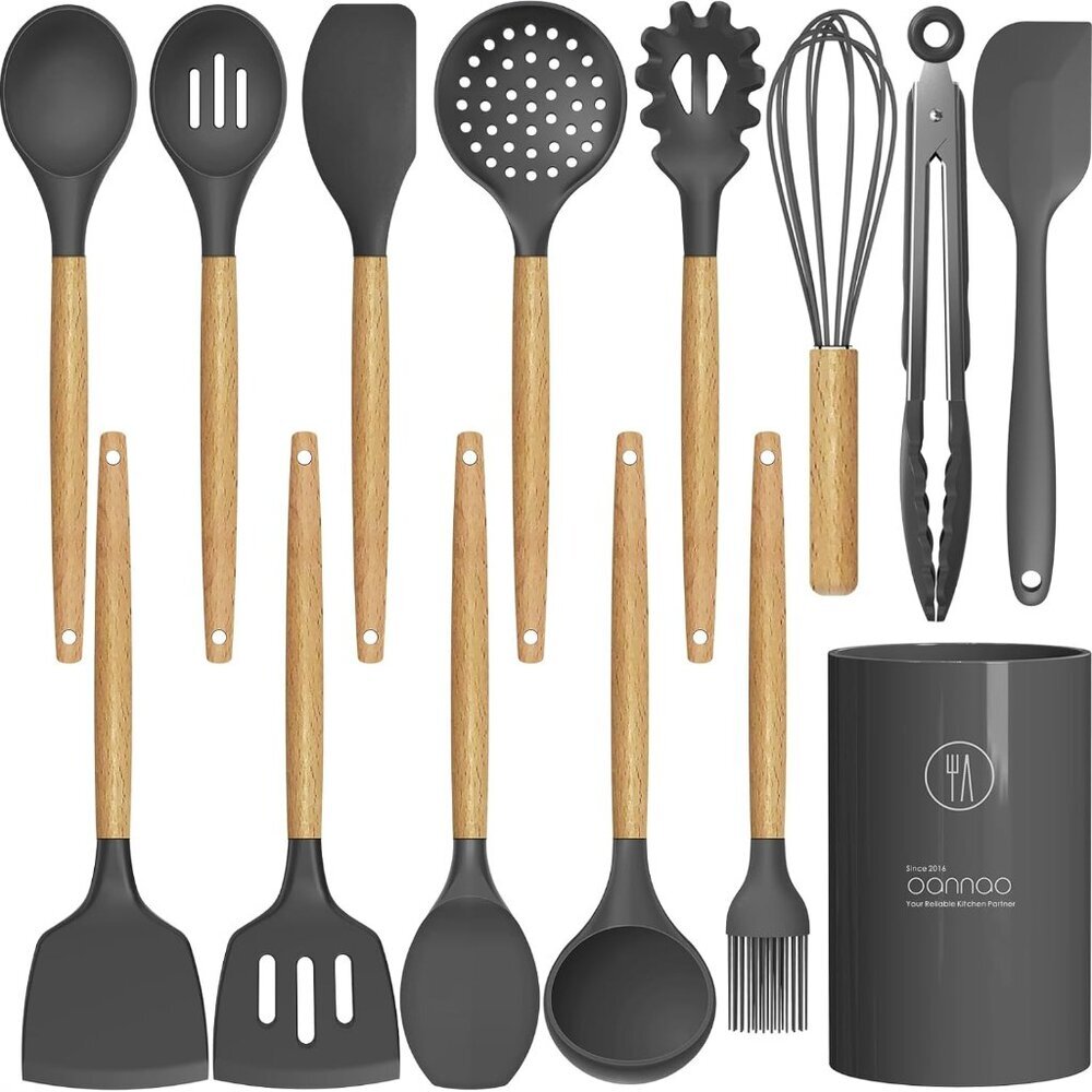 Silicone Cooking Utensils Kitchen Utensil Set - 446°F Heat Resistant Silicone Ki